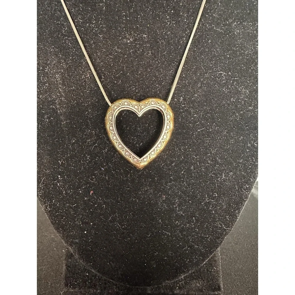 Brighton Pure Silver Plate Open Heart Drop Vintage Pendant Necklace